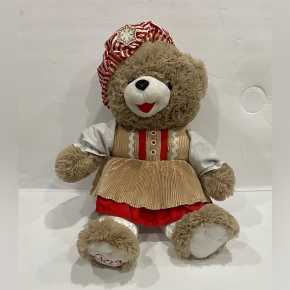 2023 Christmas Gingerbread Girl Teddy Bear Large Plush Stuffed Animal Chef Baker - Picture 1 of 2